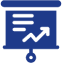 Icon of a presentation board with an upward graph arrow.